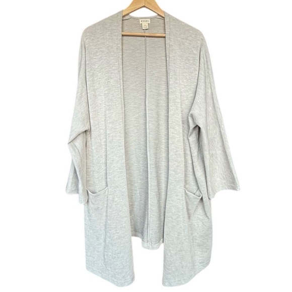 Anthropology DONNI. Light‎ Gray Pinstriped OSFA Ribbed Cardigan - Picture 3 of 7